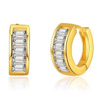 Befestiger Zirkonia Messing Ohrring, 18K vergoldet, Micro pave Zirkonia & für Frau, 14x4mm, verkauft von Paar