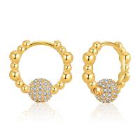 Cubic Zirconia Micro Pave Brass Earring, 18K gold plated, micro pave cubic zirconia & for woman, 14x5mm, Sold By Pair