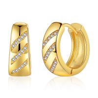 Cubic Zirconia Micro Pave Brass Earring, 18K gold plated, micro pave cubic zirconia & for woman, 16x6mm, Sold By Pair
