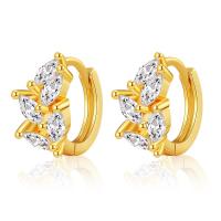 Cubic Zirconia Micro Pave Brass Earring, 18K gold plated, micro pave cubic zirconia & for woman, 16x8mm, Sold By Pair