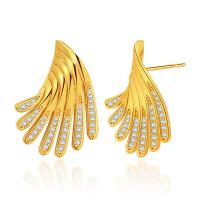 Cubic Zirconia Micro Pave Brass Earring, 18K gold plated, micro pave cubic zirconia & for woman, 25x19mm, Sold By Pair