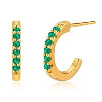 Cubic Zirconia Micro Pave Brass Earring, 18K gold plated, micro pave cubic zirconia & for woman, 15x2mm, Sold By Pair