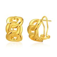 Brass Leverback Earring, 18K gold plated, for woman, green, 11x15mm, Sold By Pair