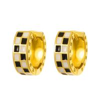 Brass Huggie Hoop Earring plated fashion jewelry & for woman & enamel 11mm Sold By Pair