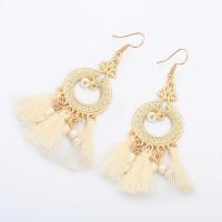Fashion Fringe Earrings, Tibetan Style, with Seedbead & Caddice & Resin, gold color plated, folk style & for woman, more colors for choice, nickel, lead & cadmium free, 65x18mm, Sold By Pair