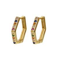 Cubic Zirconia Micro Pave Brass Earring gold color plated micro pave cubic zirconia & for woman gold Sold By Pair