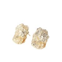 Brass Stud Earring, gold color plated, fashion jewelry & for woman, gold, 21.50x17.50mm, Sold By PC