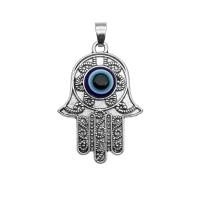 Tibetan Style Hamsa Pendants, polished, evil eye pattern, silver color, 29x5x46mm, Sold By PC