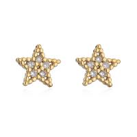 Cubic Zirconia Micro Pave Brass Earring Star real gold plated micro pave cubic zirconia & for woman nickel lead & cadmium free Sold By Pair
