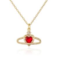 Cubic Zircon Micro Pave Brass Necklace, with 1.96inch extender chain, Heart, 18K gold plated, micro pave cubic zirconia & for woman & hollow, more colors for choice, nickel, lead & cadmium free, 21x20mm, Length:Approx 17.7 Inch, Sold By PC