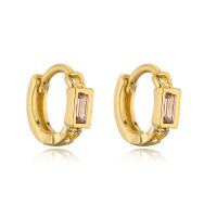 Cubic Zirconia Micro Pave Brass Earring Geometrical Pattern 18K gold plated micro pave cubic zirconia & for woman nickel lead & cadmium free Sold By Pair