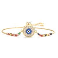 Evil Eye Jewelry Bracelet Brass 18K gold plated micro pave cubic zirconia & for woman & hollow nickel lead & cadmium free Length Approx 7-9.4 Inch Sold By PC