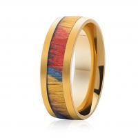 Stainless Steel Finger Ring 304 Stainless Steel with Wood Vacuum Ion Plating Unisex US Ring Sold By PC