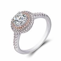 Anillo de dedo de latón, metal, Esférico, chapado en platina real, ajustable & para mujer & con diamantes de imitación, libre de níquel, plomo & cadmio, tamaño:6-8, Vendido por UD