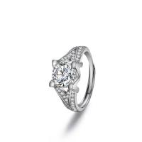Anilo de dedo, metal, Patrón Geométrico, chapado en color de platina, ajustable & para mujer & con diamantes de imitación, libre de níquel, plomo & cadmio, tamaño:6-8, Vendido por UD