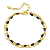 Brass Bracelet & Bangle, 18K gold plated, for woman & with glass rhinestone, Length:Approx 6.29 Inch, Sold By PC