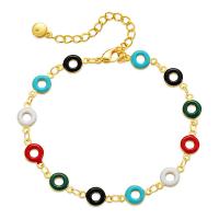 Bracelets en laiton, Plaqué or 18K, pour femme & émail, multicolore, Longueur:Environ 6.7 pouce, Vendu par PC