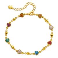 Brass Bracelet & Bangle 18K gold plated for woman & enamel multi-colored Length Approx 6.7 Inch Sold By PC