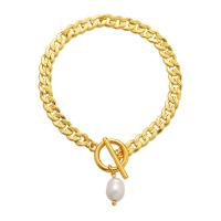 Messing-Armbänder, Messing, mit Kunststoff Perlen, 18K vergoldet, für Frau, Länge:ca. 6.69 ZollInch, verkauft von PC