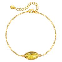 Brass Bracelet & Bangle 18K gold plated for woman & with glass rhinestone Length Approx 6.3 Inch Sold By PC