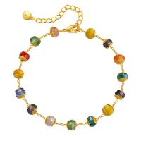 Crystal Bracelets, Brass, with Crystal, 18K gold plated, for woman, multi-colored, Length:Approx 6.69 Inch, Sold By PC
