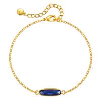 Brass Bracelet & Bangle, 18K gold plated, for woman & with glass rhinestone, more colors for choice, Length:Approx 6.69 Inch, Sold By PC
