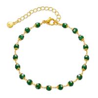 Bracelets en laiton, avec Acrylique, Plaqué or 18K, pour femme, vert, Longueur Environ 6.7 pouce, Vendu par PC