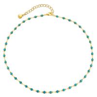 Bracelets turquoises de mode, laiton, avec turquoise, Plaqué or 18K, pour femme, bleu, Longueur:Environ 15.35 pouce, Vendu par PC