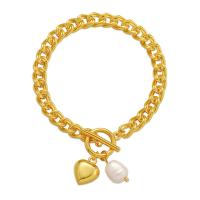 Bracelets en laiton, avec perle de plastique, Plaqué or 18K, pour femme, Longueur:Environ 6.69 pouce, Vendu par PC