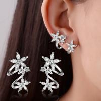 Cubic Zirconia Micro Pave Brass Earring, Flower, plated, micro pave cubic zirconia & for woman, more colors for choice, 20mm, Sold By Pair