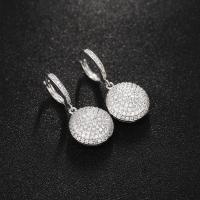 Cubic Zirconia Micro Pave Brass Earring, platinum color plated, micro pave cubic zirconia & for woman, 29mm, Sold By Pair
