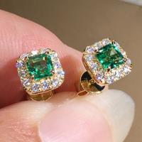 Cubic Zirconia Micro Pave Brass Earring, platinum color plated, micro pave cubic zirconia & for woman, green, 9mm, Sold By Pair
