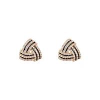 Cubic Zirconia Micro Pave Brass Earring Triangle gold color plated micro pave cubic zirconia & for woman 16mm Sold By Pair