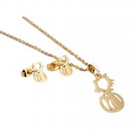Fashion Stainless Steel Jewelry Sets Stud Earring & necklace 304 Stainless Steel Cat Vacuum Ion Plating for woman & hollow golden 10mm Length Approx 45 cm Sold By Set
