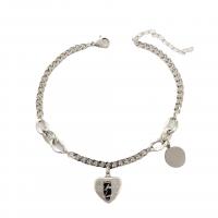 Stainless Steel Jewelry Bracelet 304 Stainless Steel with 3cm extender chain Heart Vacuum Ion Plating Unisex 2mm Length Approx 17.5 cm Sold By PC