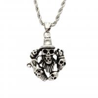 Stainless Steel Jewelry Necklace, 304 Stainless Steel, Skull, different styles for choice & for man, more colors for choice, 43x43mm, Length:Approx 60 cm, Sold By PC