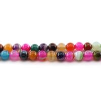 Natürliche Streifen Achat Perlen, rund, poliert, DIY & verschiedene Größen vorhanden, farbenfroh, verkauft per ca. 38 cm Strang