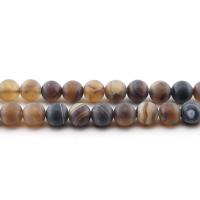 Natürliche Streifen Achat Perlen, rund, poliert, DIY & verschiedene Größen vorhanden & satiniert, Kaffeefarbe, verkauft per ca. 38 cm Strang