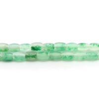 Natural Chalcedony Bead, barrel, polished, dyed & DIY, green, 8x12mm, Approx 31PCs/Strand, Sold By Strand