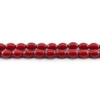 Natural Chalcedony Bead, barrel, polished, dyed & DIY, red, 8x12mm, Approx 31PCs/Strand, Sold By Strand