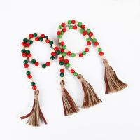 Hanging Ornaments, Wood, with Linen, Round, more colors for choice, 16mm, Length:Approx 1 m, Sold By PC