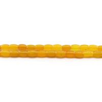 Natural Jade Beads, Jade Yellow, barrel, polished, DIY, yellow, 6x9mm, Approx 43PCs/Strand, Sold By Strand