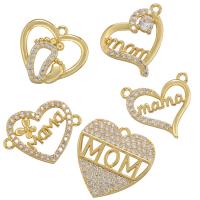Cubic Zirconia Micro Pave Brass Pendant, Heart, plated, DIY & different styles for choice & micro pave cubic zirconia, more colors for choice, nickel, lead & cadmium free, Sold By PC