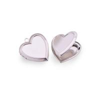 Fashion Locket Pendants 304 Stainless Steel Heart polished DIY & with photo locket & machine polishing original color Sold By PC