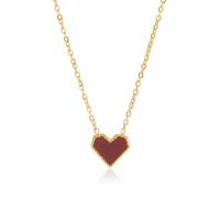 Stainless Steel Jewelry Necklace, 304 Stainless Steel, with 1.97inch extender chain, Heart, Vacuum Ion Plating, fashion jewelry & for woman & enamel, golden, 10mm, Sold Per Approx 15.75 Inch Strand