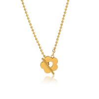 Stainless Steel Jewelry Necklace, 304 Stainless Steel, Flower, 18K gold plated, fashion jewelry & for woman, golden, 12mm, Sold Per Approx 14.17 Inch Strand