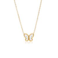 Stainless Steel Jewelry Necklace 304 Stainless Steel with Shell with 1.97inch extender chain Butterfly Vacuum Ion Plating fashion jewelry & for woman golden Sold Per Approx 15.75 Inch Strand