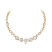 Cubic Zircon Micro Pave Brass Necklace, with 1.97inch extender chain, fashion jewelry & micro pave cubic zirconia & for woman, Champagne, nickel, lead & cadmium free, Sold Per Approx 12.6 Inch Strand