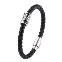 PU Leather Cord Bracelets, with Microfiber PU & 316 Stainless Steel, polished, fashion jewelry & different length for choice & Unisex, more colors for choice, 6mm, Sold By PC