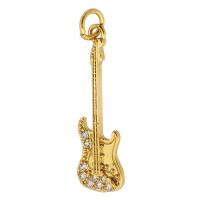 Cubic Zirconia Micro Pave Brass Pendant Guitar gold color plated DIY & micro pave cubic zirconia golden nickel lead & cadmium free Approx 3mm Sold By PC